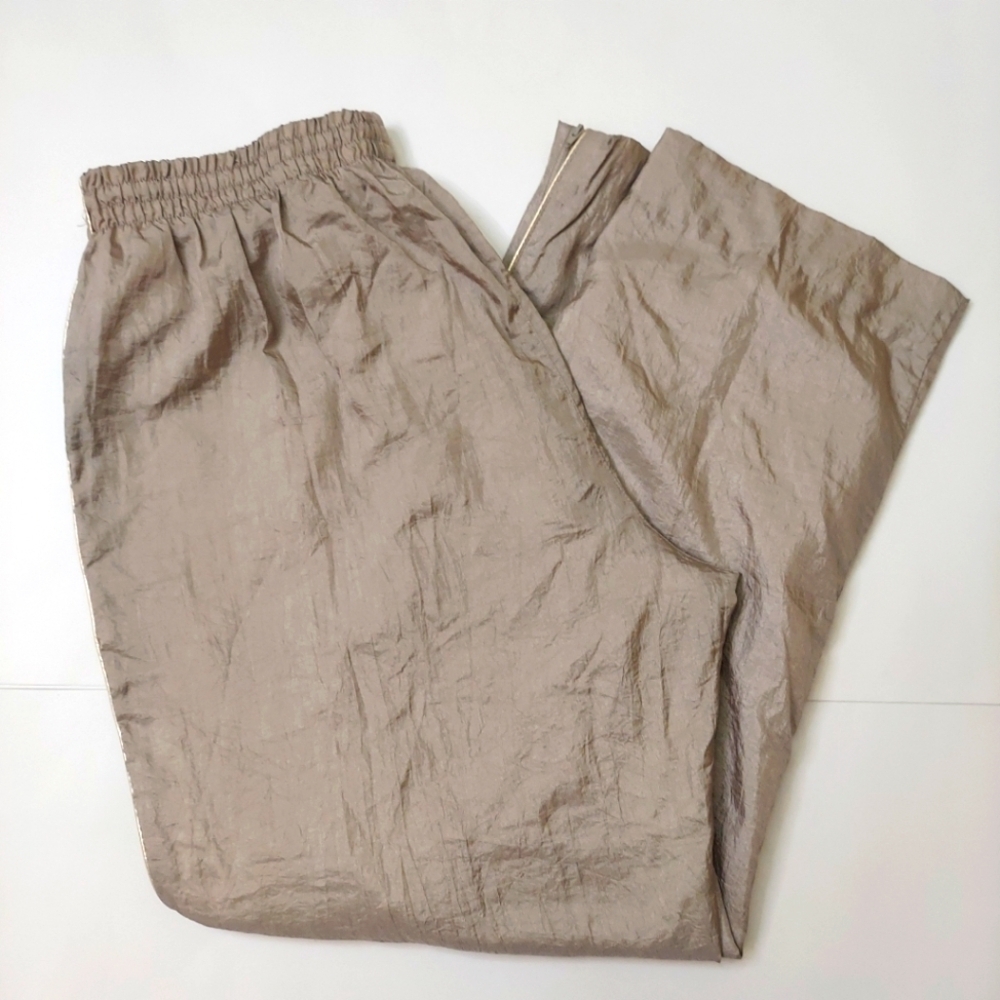 Cabin Creek Womens XL Pull On Pants Champaign Gold Windbreaker 80s 90s Athletic
